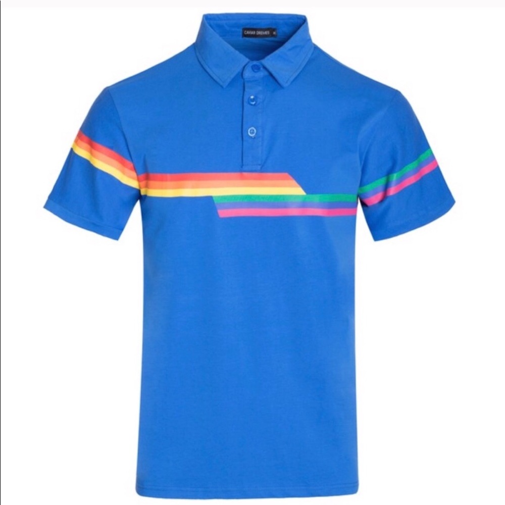 NWT Men’s Blue Retro Polo - Picture 1 of 4